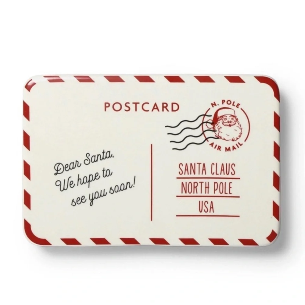 Target Bullseye Playground Dear Santa PostCard Ceramic Christmas Cake Stand